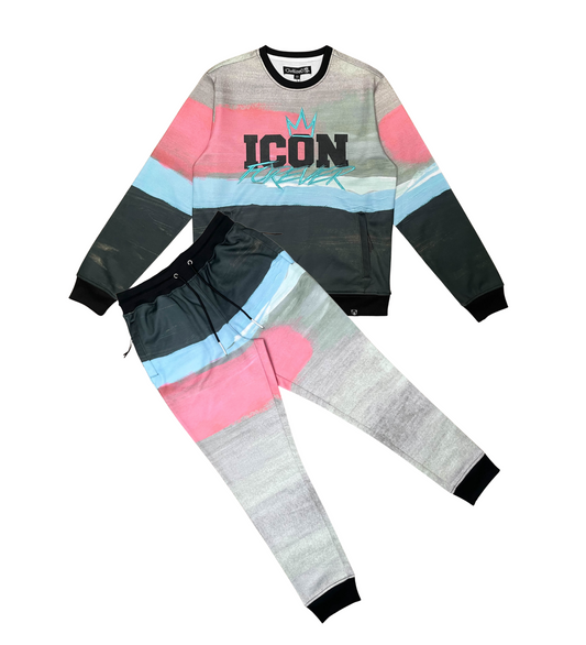 Icon Embroidered Poly Jersey Jogger Set - Gray | Civilized _1