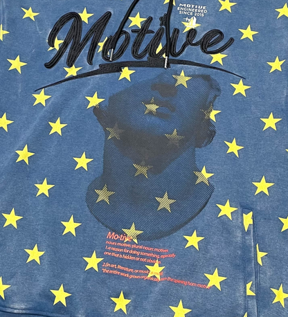 Garment Dyed Star Pullover Hoodie - Blue | Motive _7