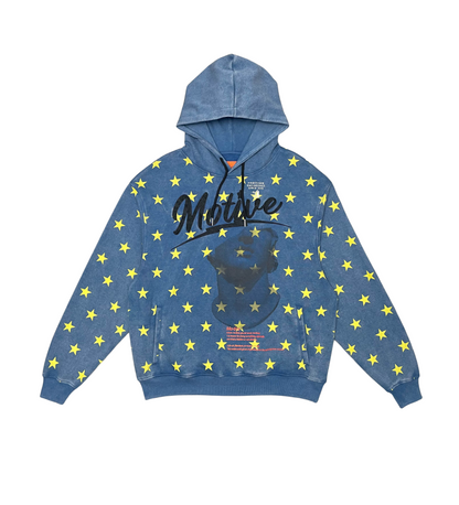 Garment Dyed Star Pullover Hoodie - Black | Motive _5