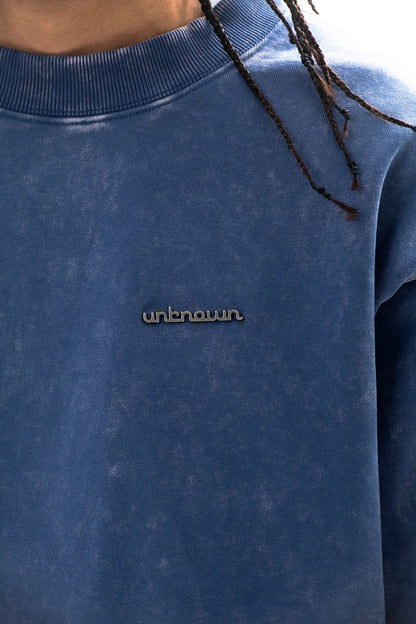 Garment-dyed heavyweight cotton fleece sweatshirt Bijou Blue by Unknown - 2