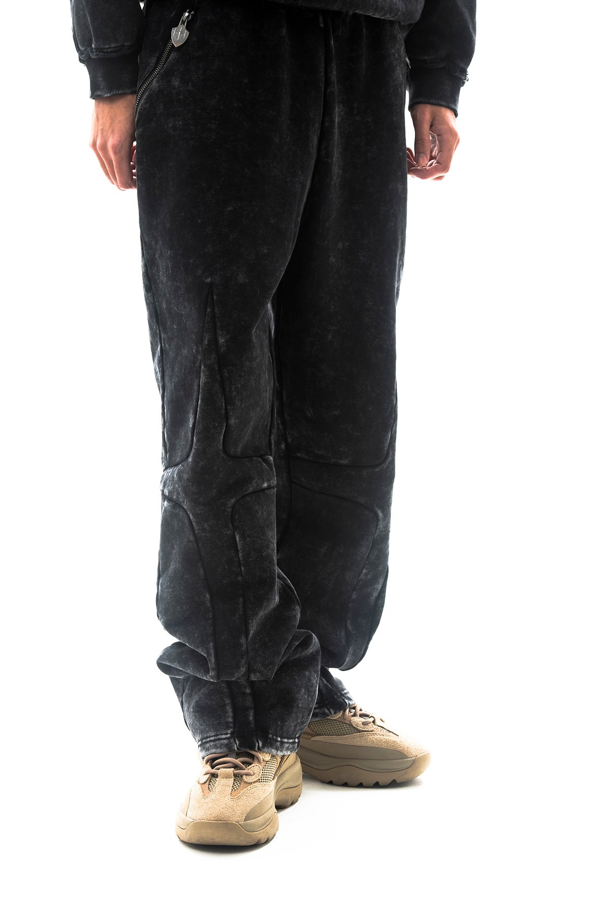 Garment-dyed heavyweight cotton fleece sweatpants Black by Unknown - 3