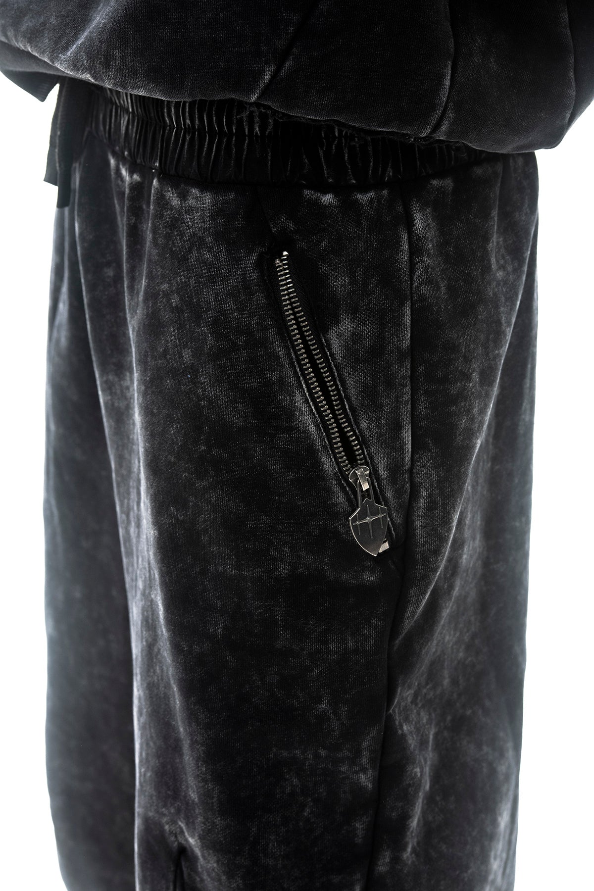 Garment-dyed heavyweight cotton fleece sweatpants Black by Unknown - 4