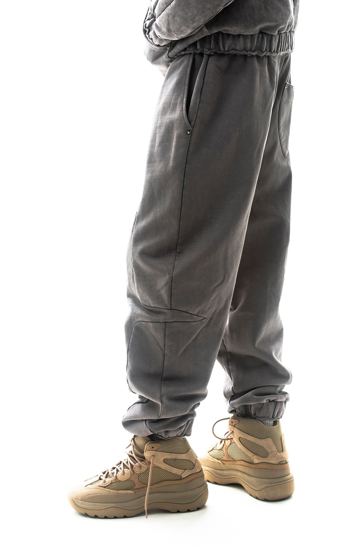 Garment-dyed heavyweight cotton fleece sweatpants Charcoal Grey by Unknown - 2