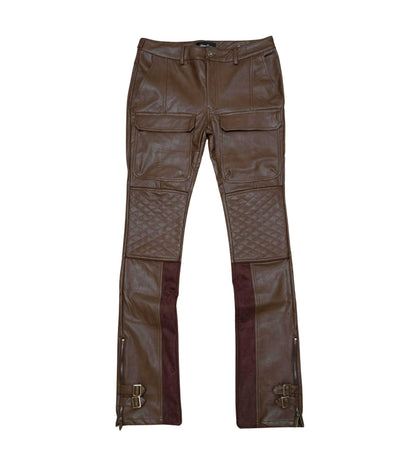 Suede Mix Racing Flared Pants Brown by Vicious - 1