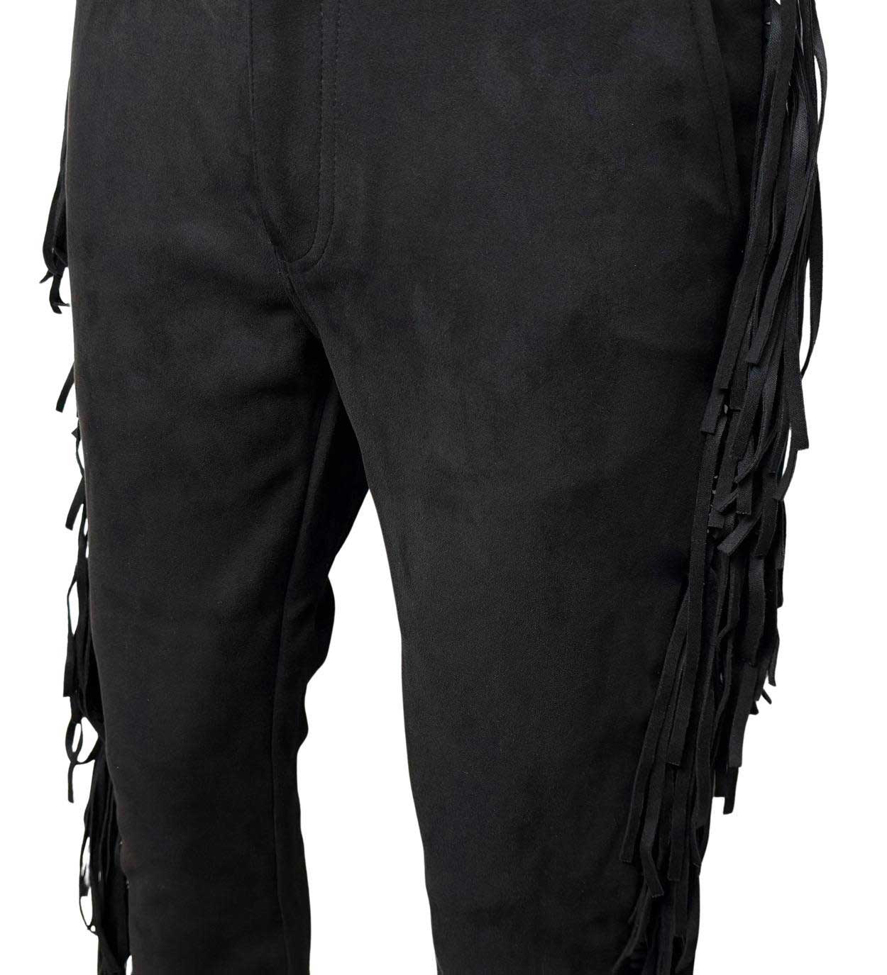 Suede Fringed Flared Jeans Vintage Black by Vicious - 2