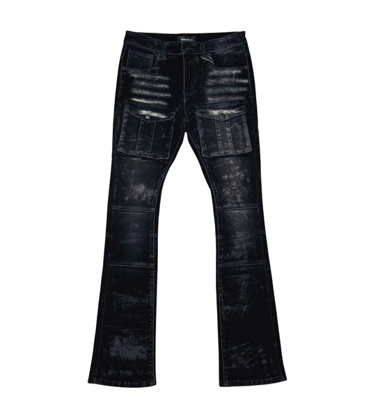 Velvet Coated Denim Flared Fit Black by Vicious - 1