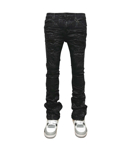 Waxed Flared Fit Denim Black by Vicious - 1