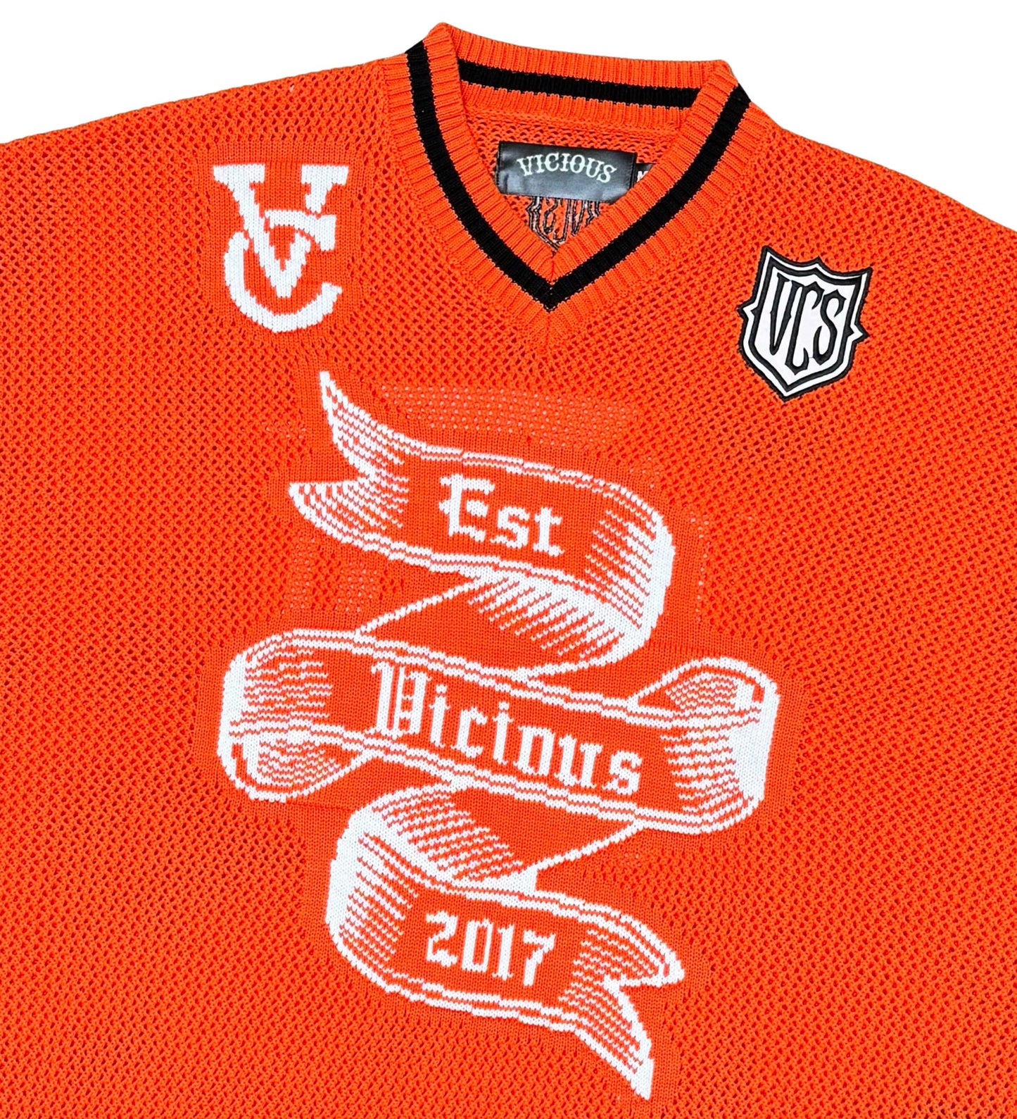 Vicious Crop Jersey Sweater Orange/White by Vicious - 3