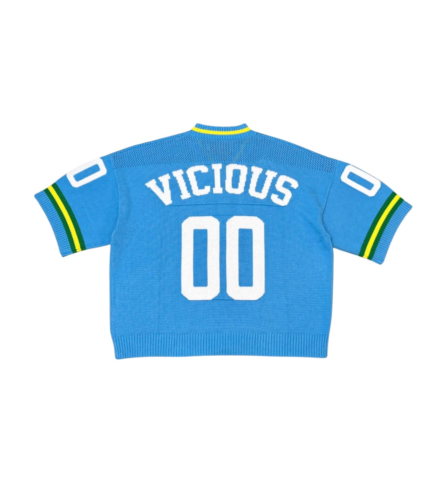 Vicious Crop Jersey Sweater  Aqua/White by Vicious - 2