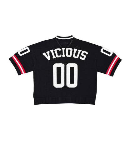 Vicious Crop Jersey Sweater  Black/White by Vicious - 2