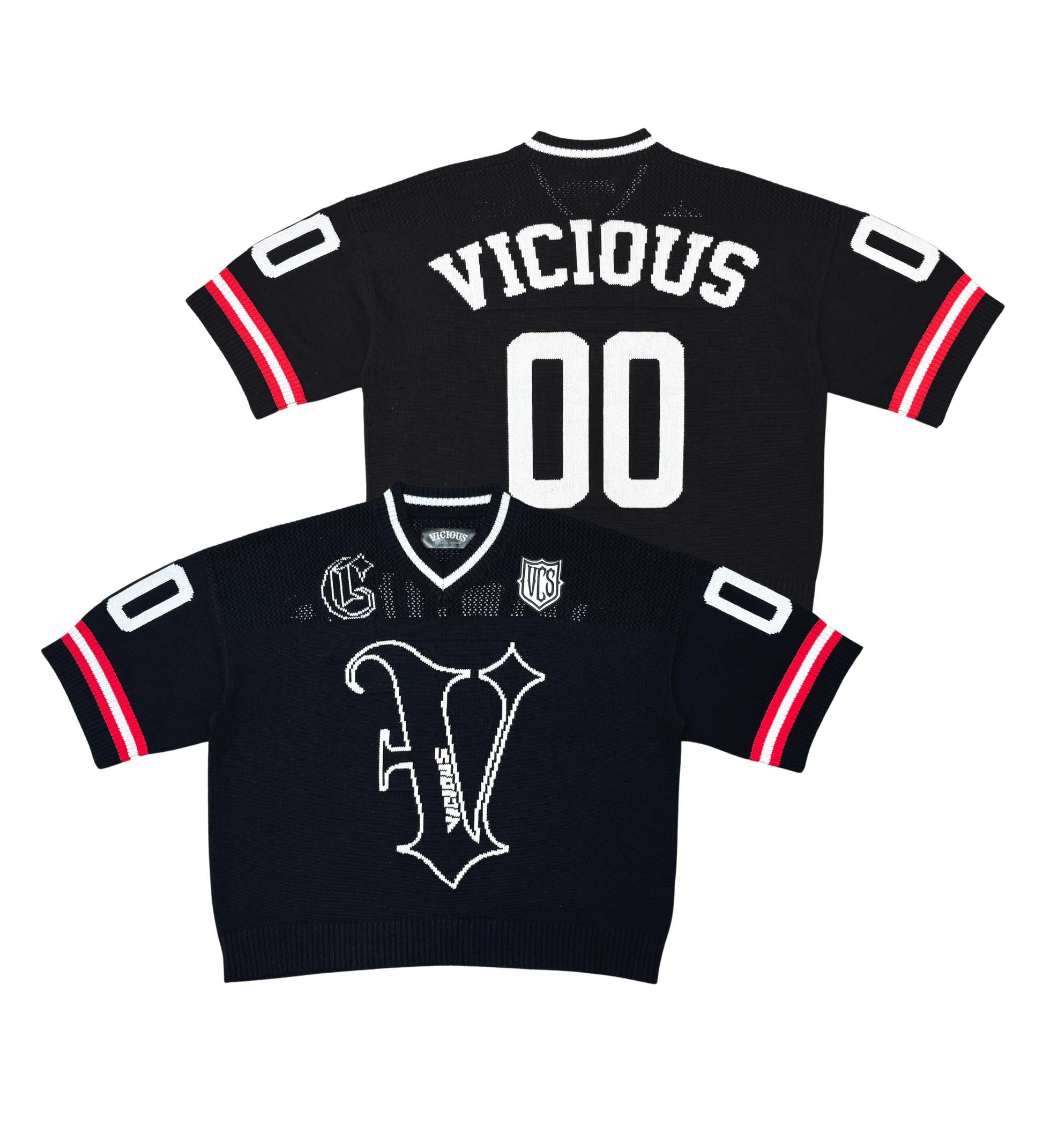 Vicious Crop Jersey Sweater  Black/White by Vicious - 4