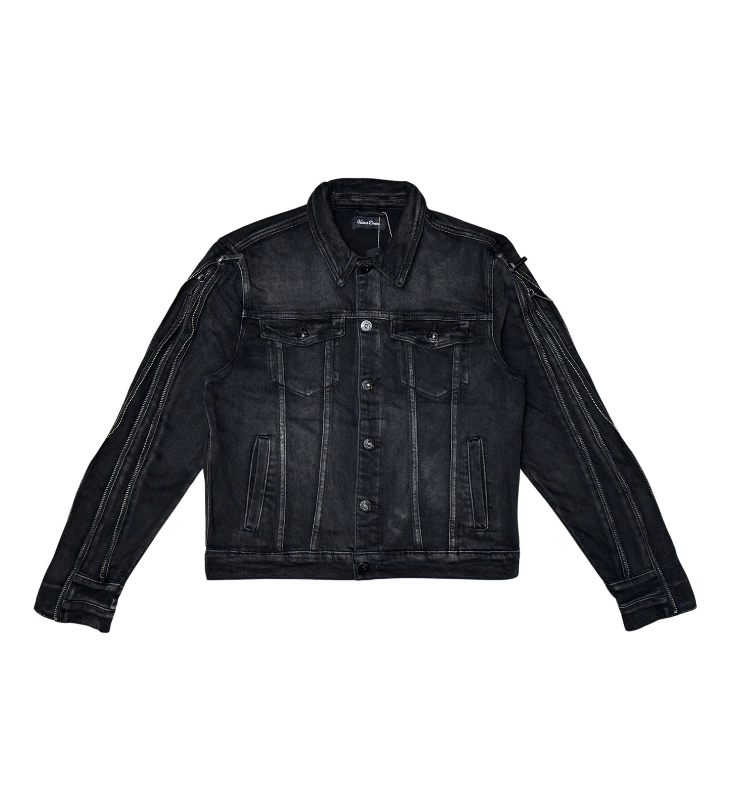 Denim Jacket / Multi Zippers Black by Vicious - 1