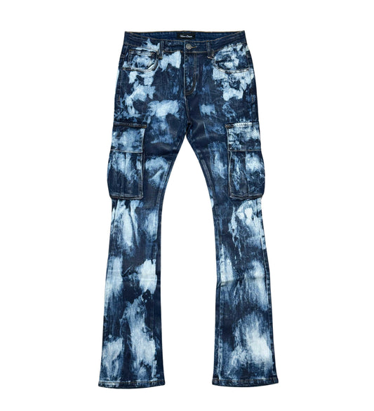 Wax Coated Washed Flared Denim Pant Blue by Vicious - 1